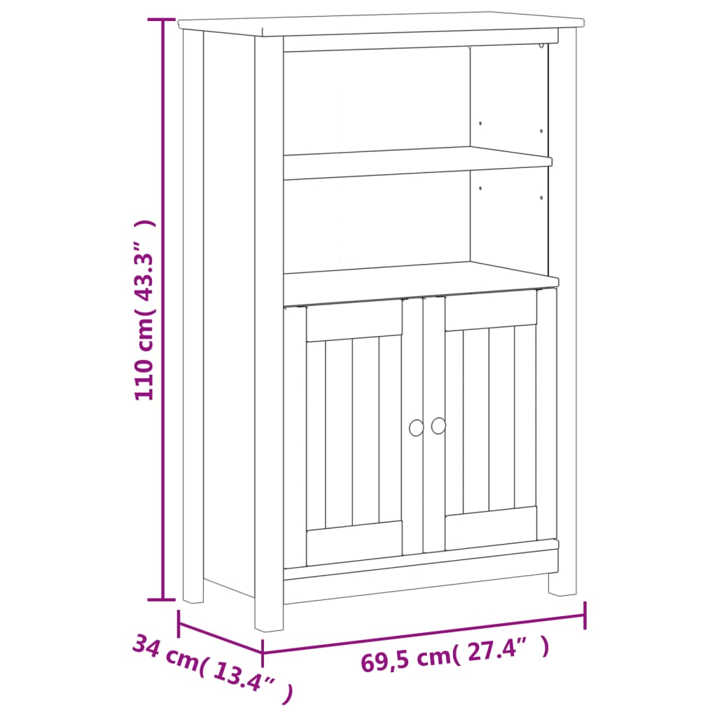 vidaXL Bathroom Cabinet Floor Cabinet for Living Room BERG Solid Wood Pine