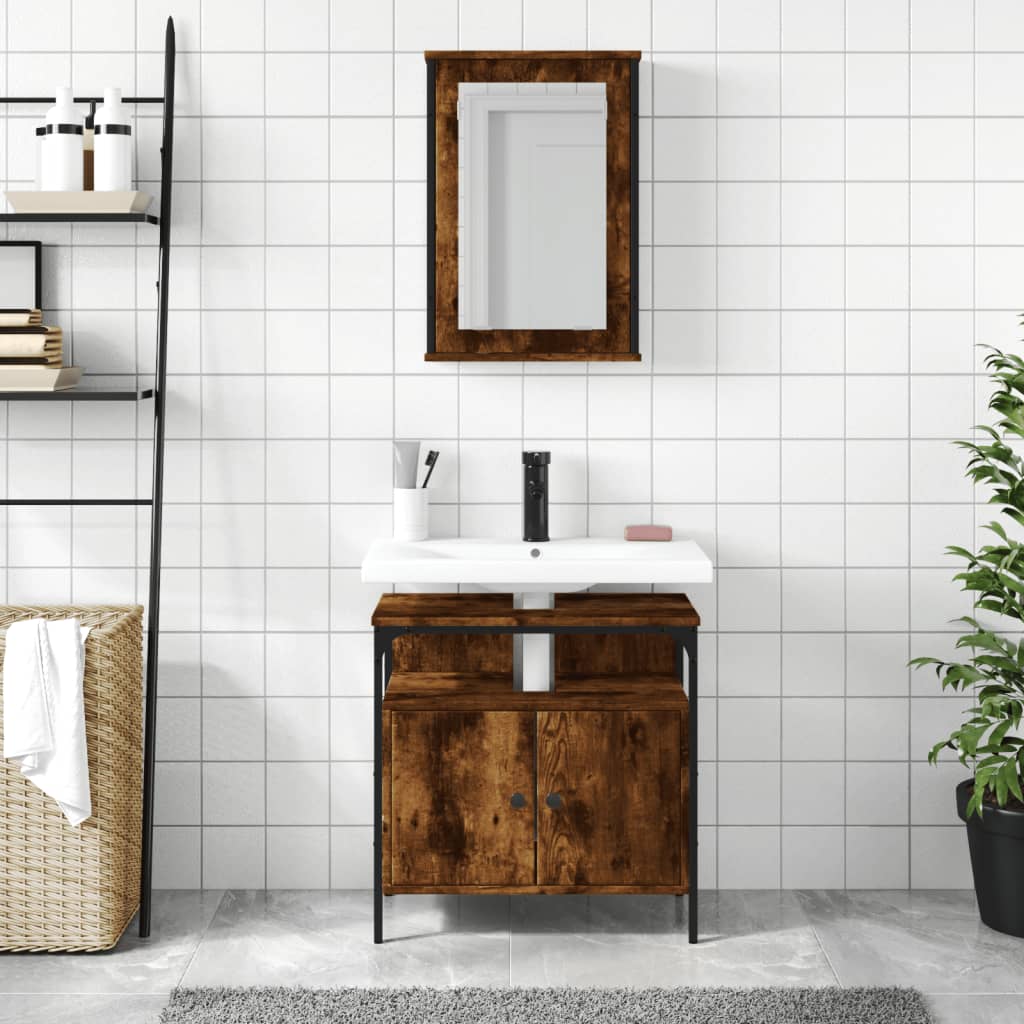 vidaXL 2 Piece Bathroom Furniture Set Black Engineered Wood