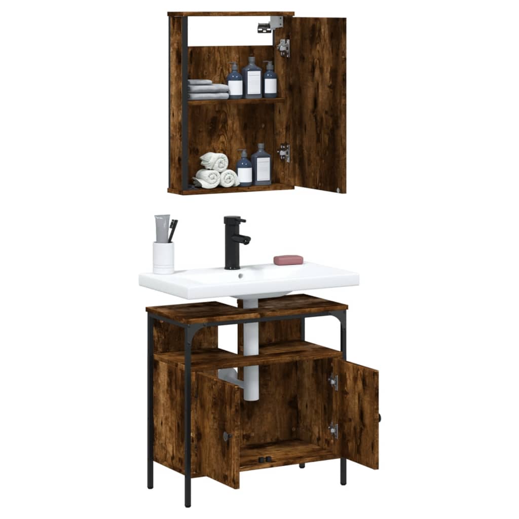vidaXL 2 Piece Bathroom Furniture Set Black Engineered Wood