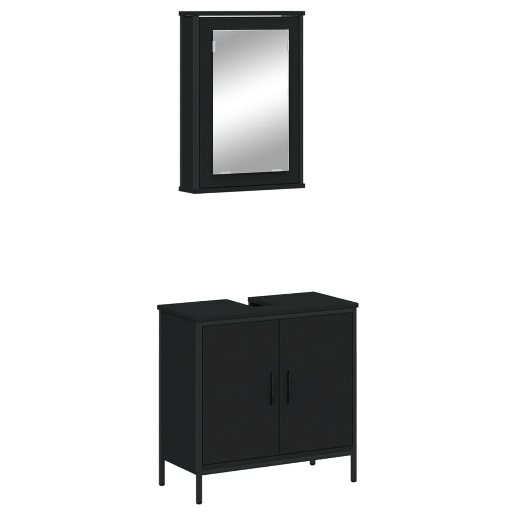 vidaXL Bathroom Furniture Set Storage Cabinet Restroom 2 Piece Engineered Wood