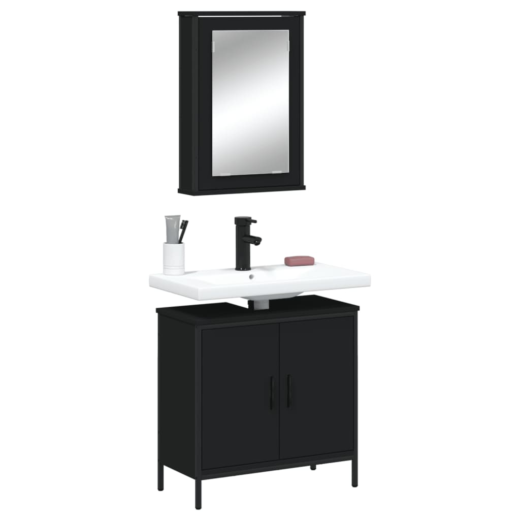vidaXL Bathroom Furniture Set Storage Cabinet Restroom 2 Piece Engineered Wood