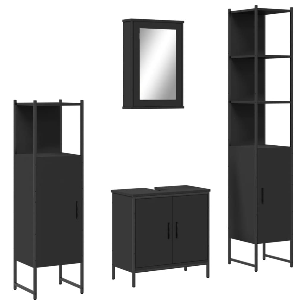 vidaXL Bathroom Furniture Set Restroom Storage Cabinet 4 Piece Engineered Wood