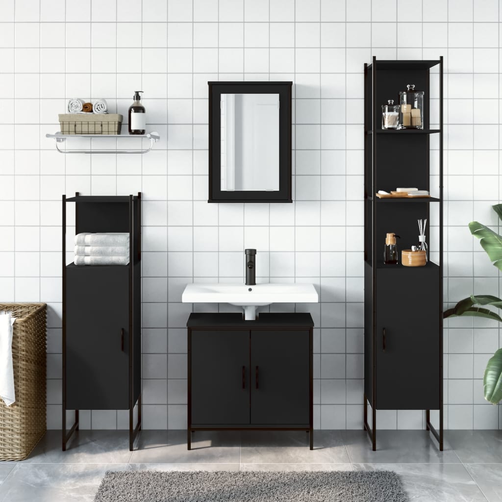 vidaXL Bathroom Furniture Set Restroom Storage Cabinet 4 Piece Engineered Wood