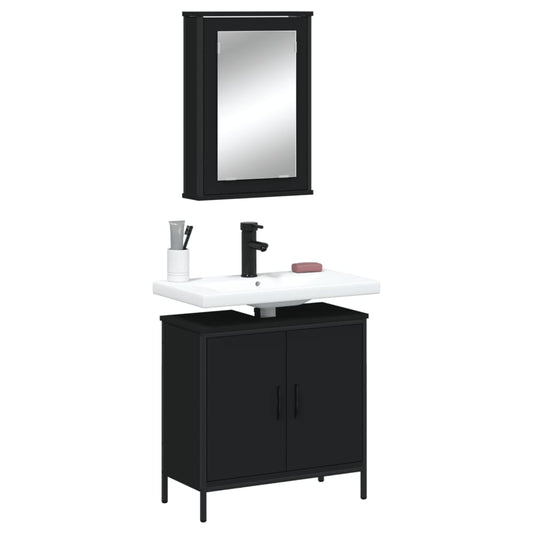 vidaXL Bathroom Furniture Set Storage Cabinet Restroom 2 Piece Engineered Wood