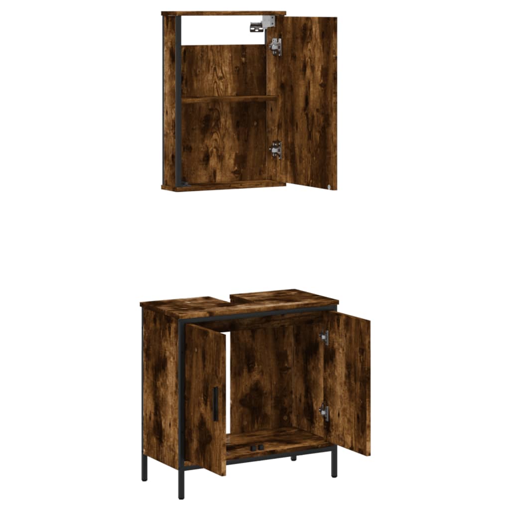 vidaXL Bathroom Furniture Set Storage Cabinet Restroom 2 Piece Engineered Wood