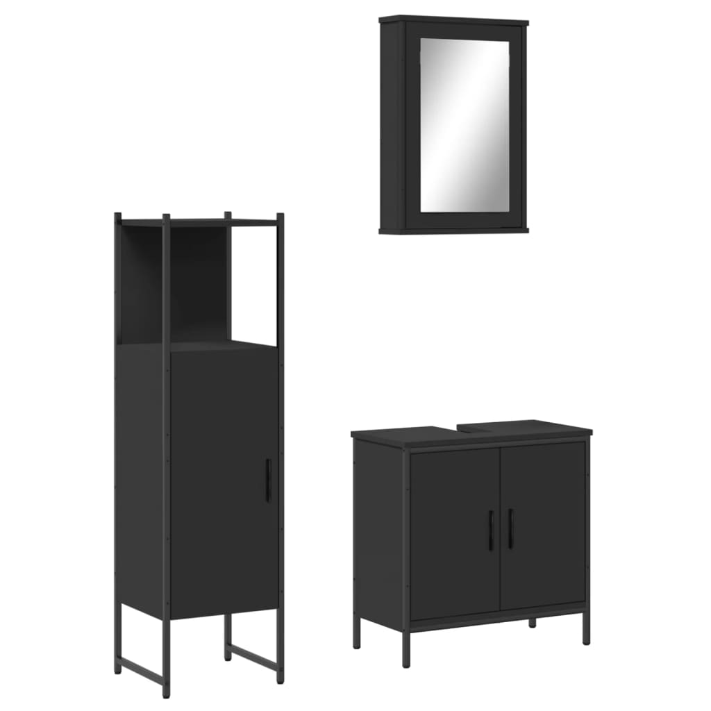 vidaXL Bathroom Furniture Set Restroom Storage Cabinet 3 Piece Engineered Wood