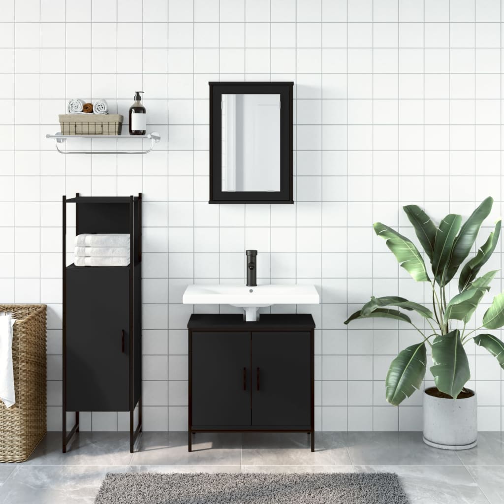 vidaXL Bathroom Furniture Set Restroom Storage Cabinet 3 Piece Engineered Wood
