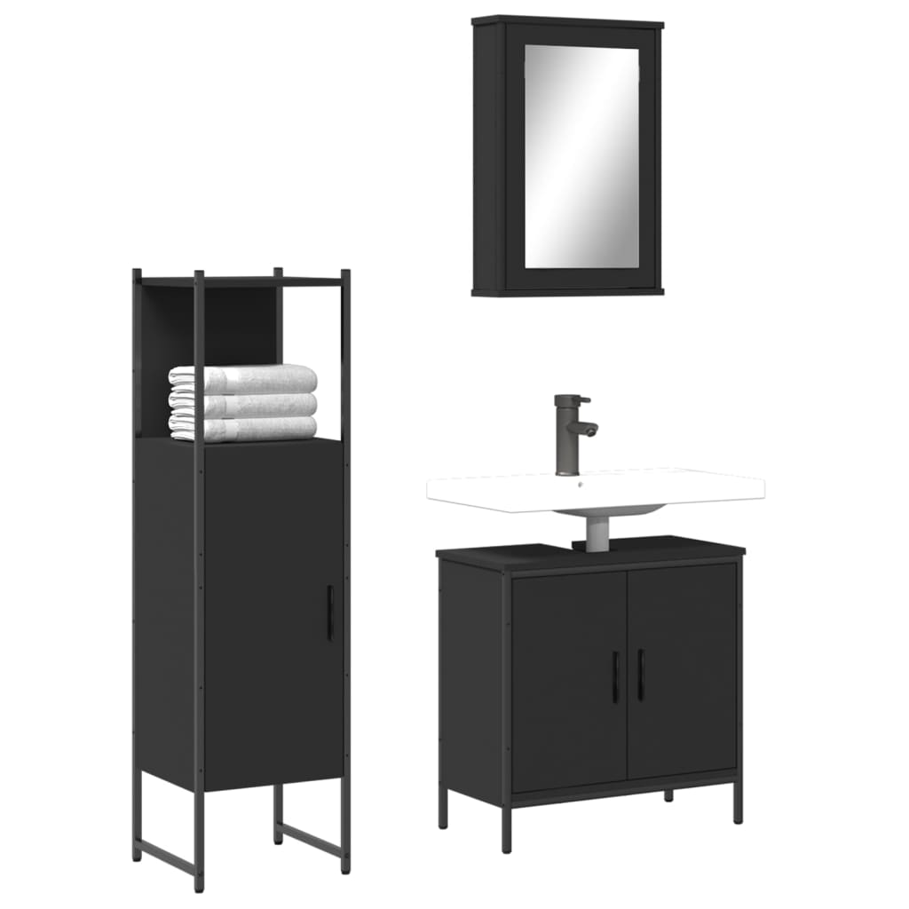 vidaXL Bathroom Furniture Set Restroom Storage Cabinet 3 Piece Engineered Wood