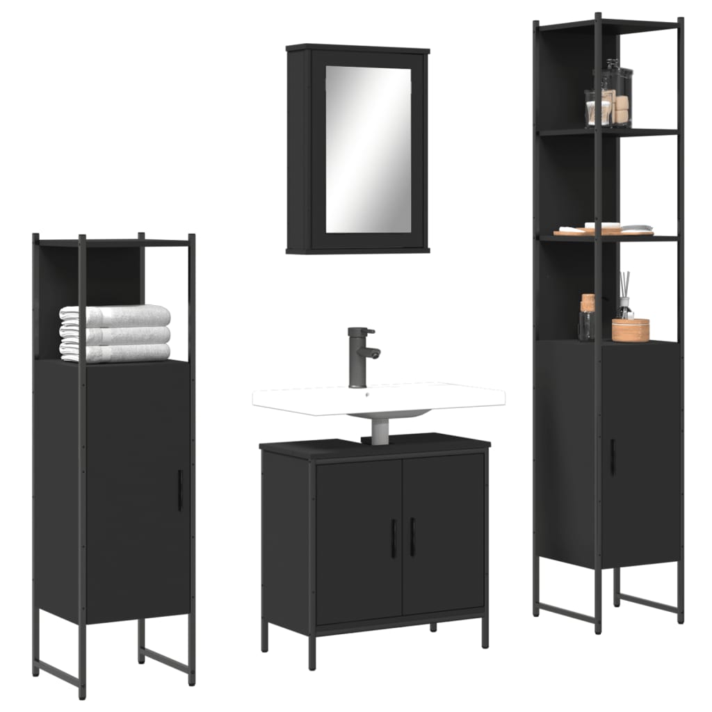vidaXL Bathroom Furniture Set Restroom Storage Cabinet 4 Piece Engineered Wood