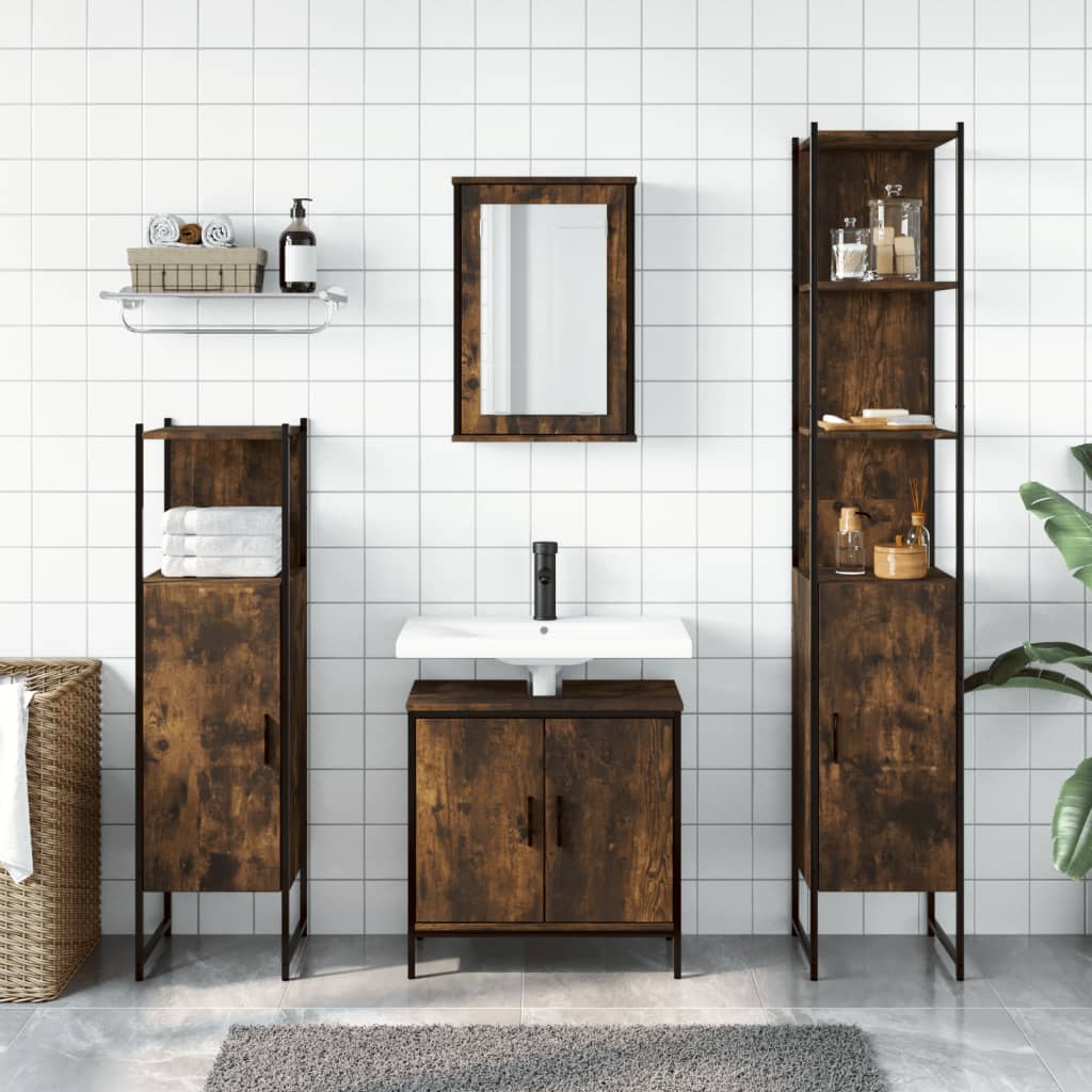 vidaXL Bathroom Furniture Set Restroom Storage Cabinet 4 Piece Engineered Wood