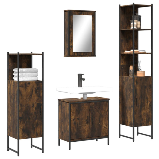 vidaXL Bathroom Furniture Set Restroom Storage Cabinet 4 Piece Engineered Wood